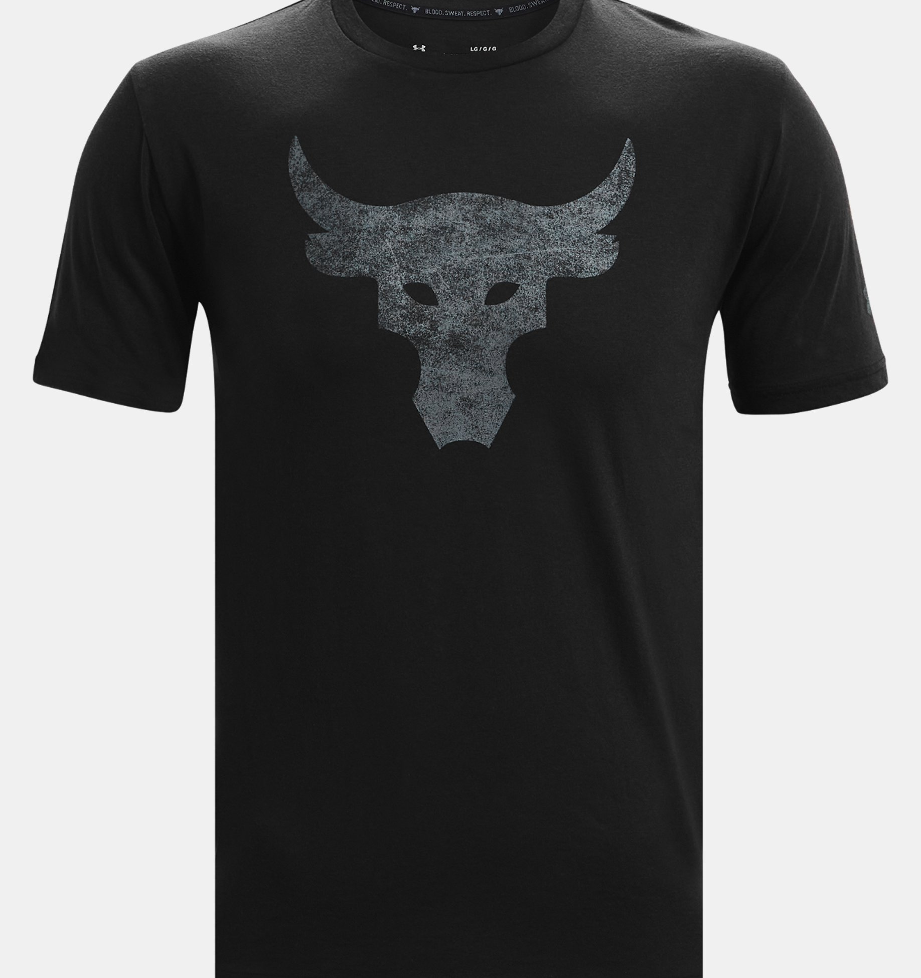 UNDER ARMOUR BLOOD SWEAT RESPECT UA PROJECT ROCK BRAHAM BULL ON SLEEVE T-SHIRT 